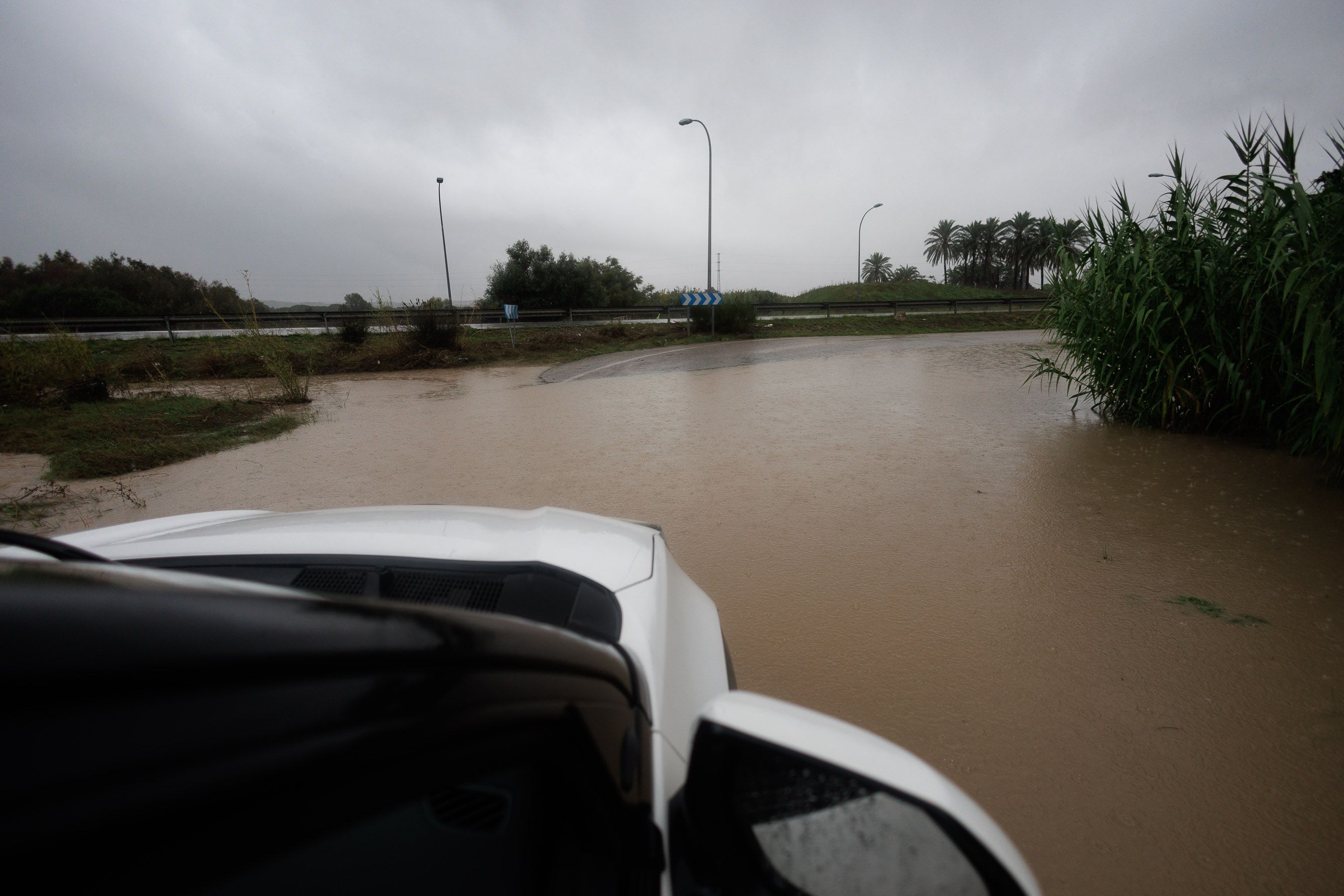 Inundación en la zona de Guadalcacín, una de las ELA de Jerez ,tras el paso de la DANA de finales de octubre.