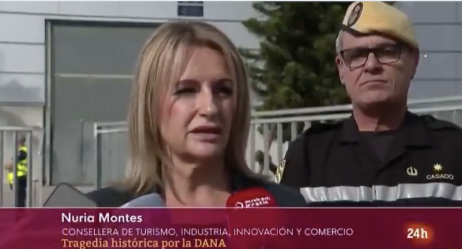 La consellera Nuria Montes, en una imagen del 24 horas de TVE.