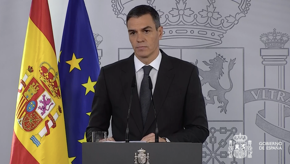 El presidente del Gobierno, Pedro Sánchez, compareciendo para hablar sobre las actuaciones llevadas a cabo en la Comunidad Valenciana.