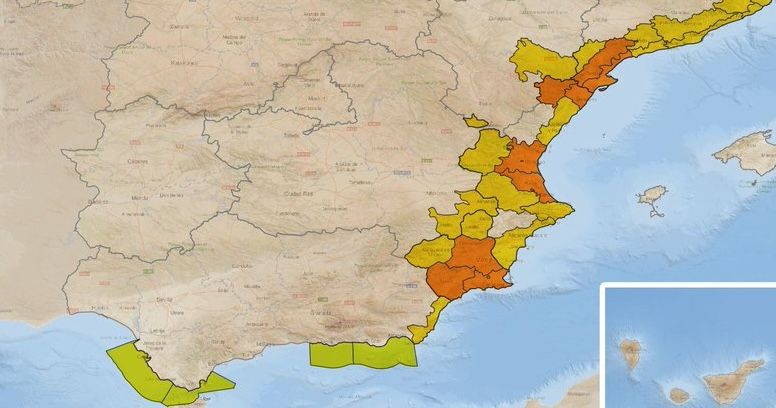 Alerta amarilla y naranja en la Comunidad Valenciana este domingo.