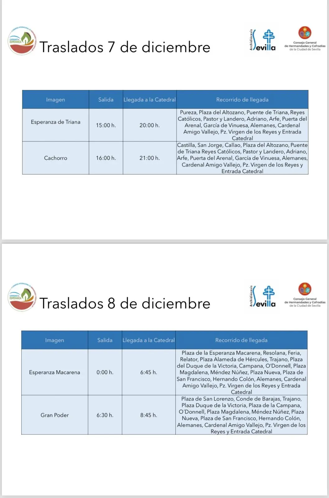 horario traslados 7 8 de diciembre procesion clausura congreso.jpg