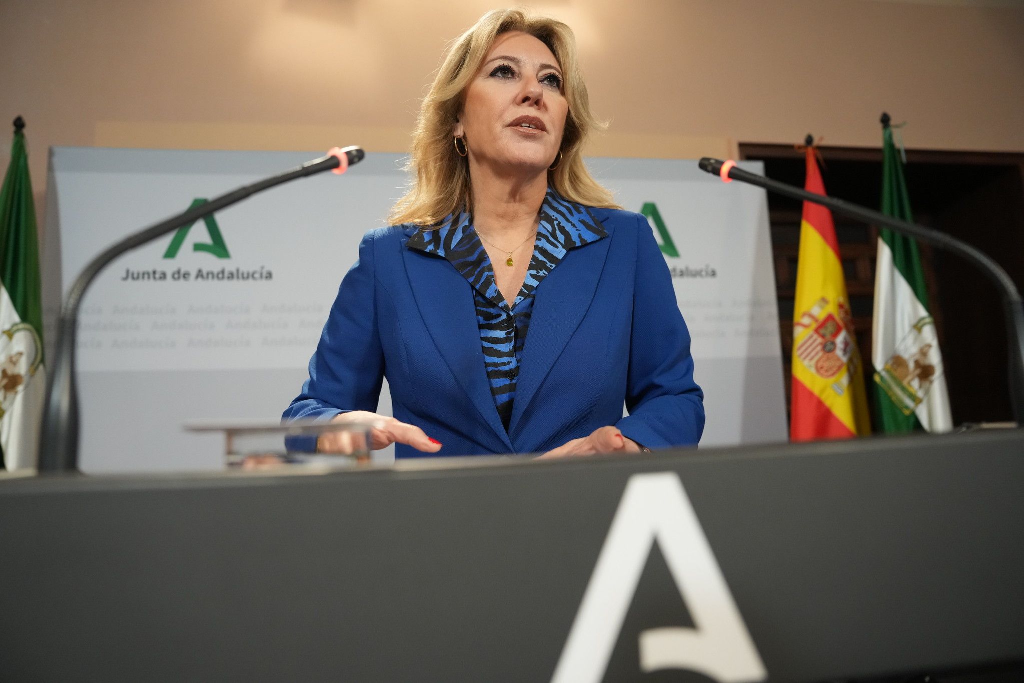 La portavoz del Gobierno andaluz, Carolina España, que ha mandado un mensaje de unidad con el Ejecutivo central.