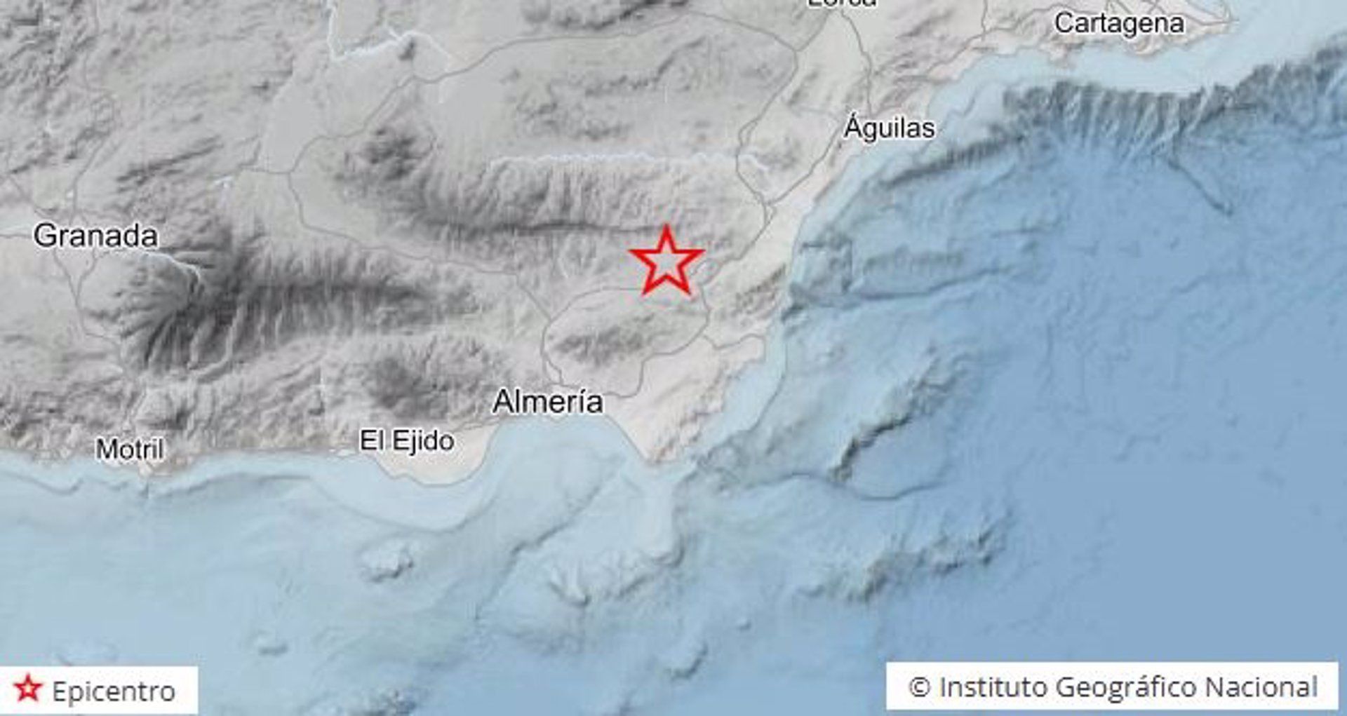 Epicentro del sismo detectado a primera hora de la mañana en Andalucía Oriental.