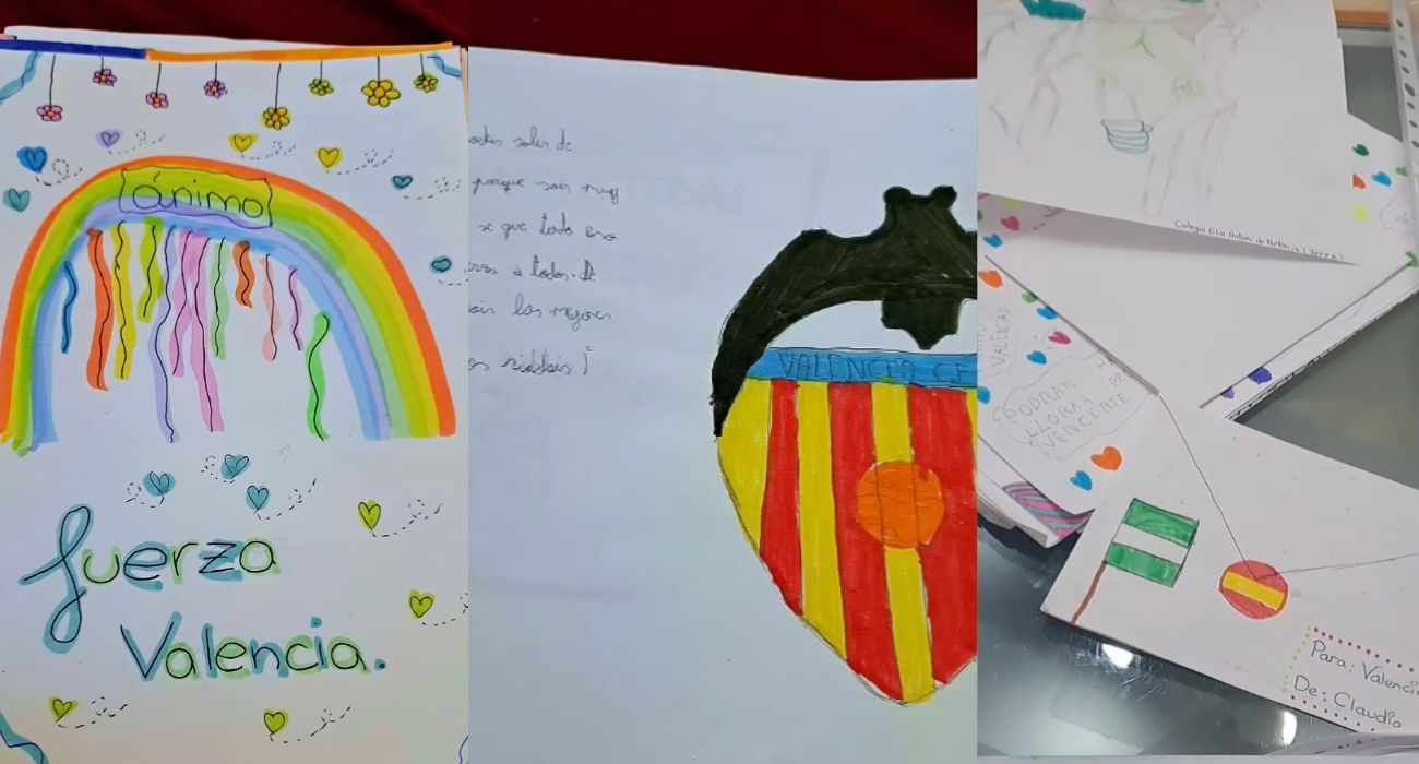 Algunas de las cartas y dibujos enviados por alumnado del CEIP Antonio de Nebrija de Jerez.