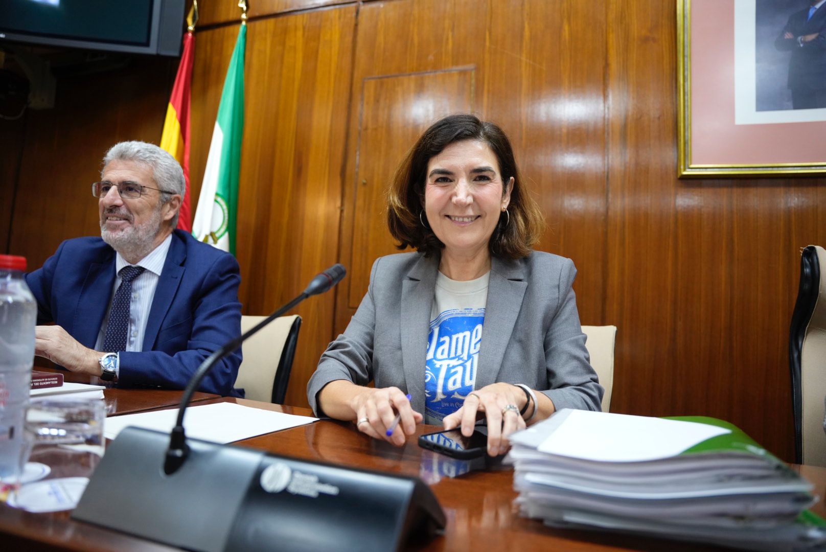 La consejera Rocío Blanco en su comparecencia parlamentaria, hablando del programa 'T-Acompañamos'.