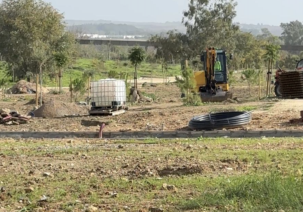 Las obras del bosque de La Canaleja de Jerez en una fotografía del PSOE local.