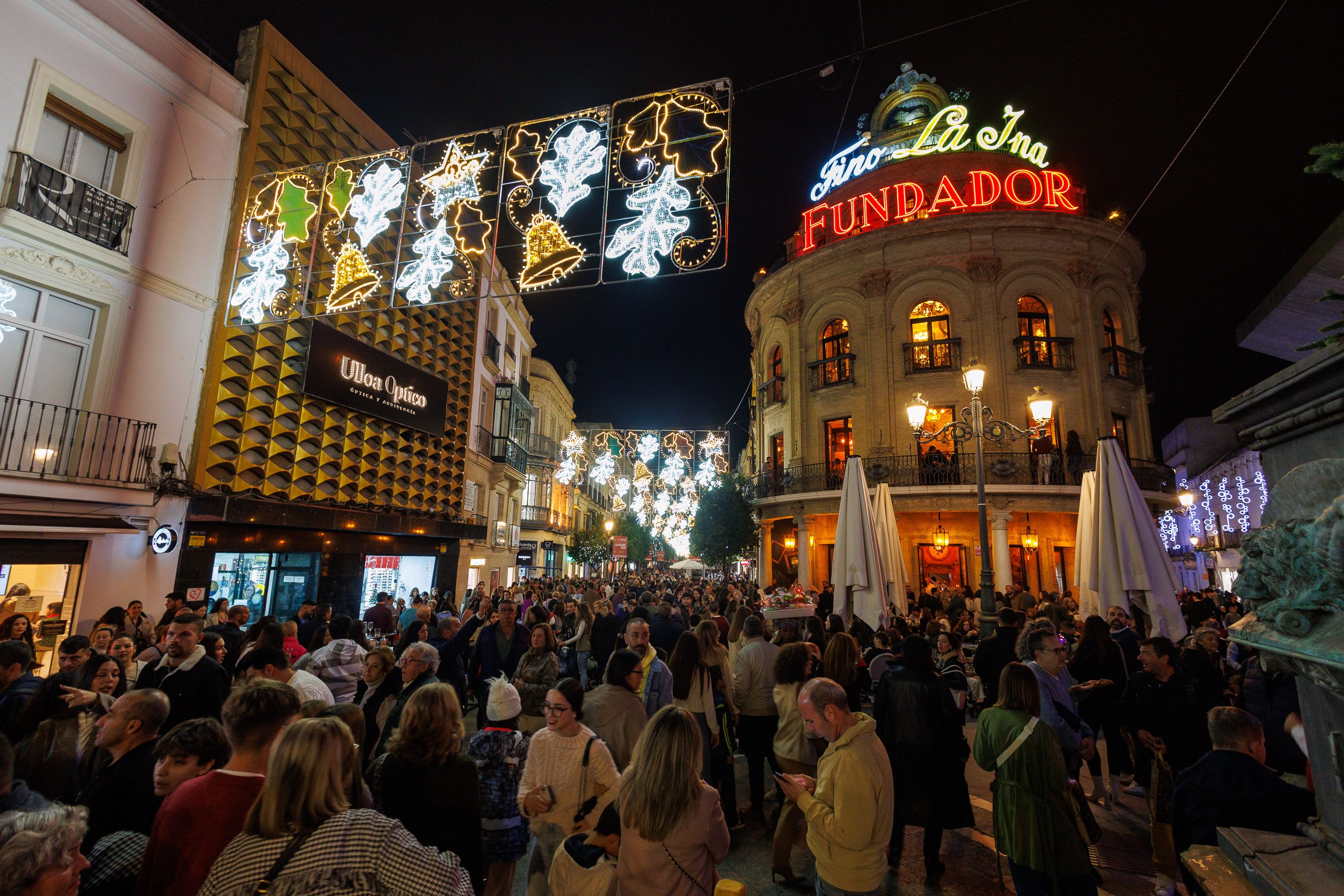 Ambiente en el centro de Jerez, donde los megáfonos sonaron a todo volumen este fin de semana.