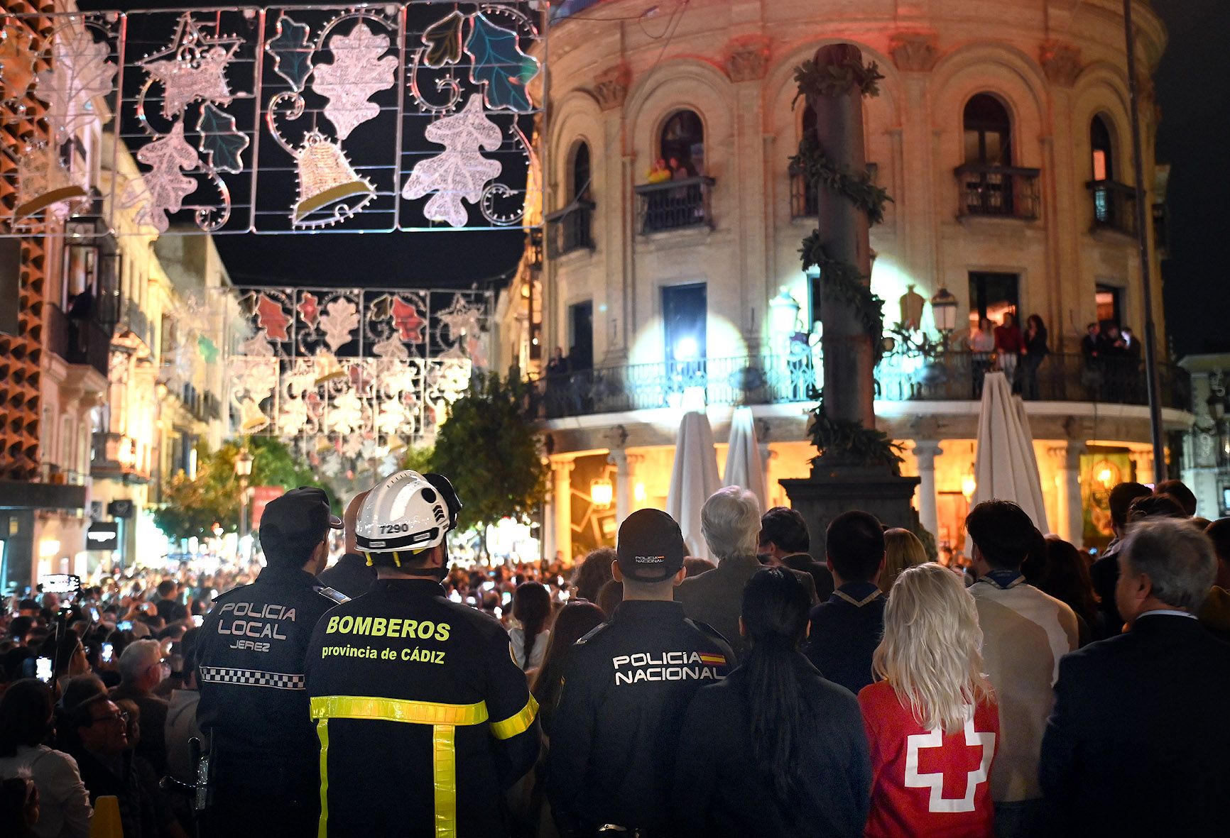 Un momento del encendido del alumbrado de Navidad en Jerez, este pasado viernes.