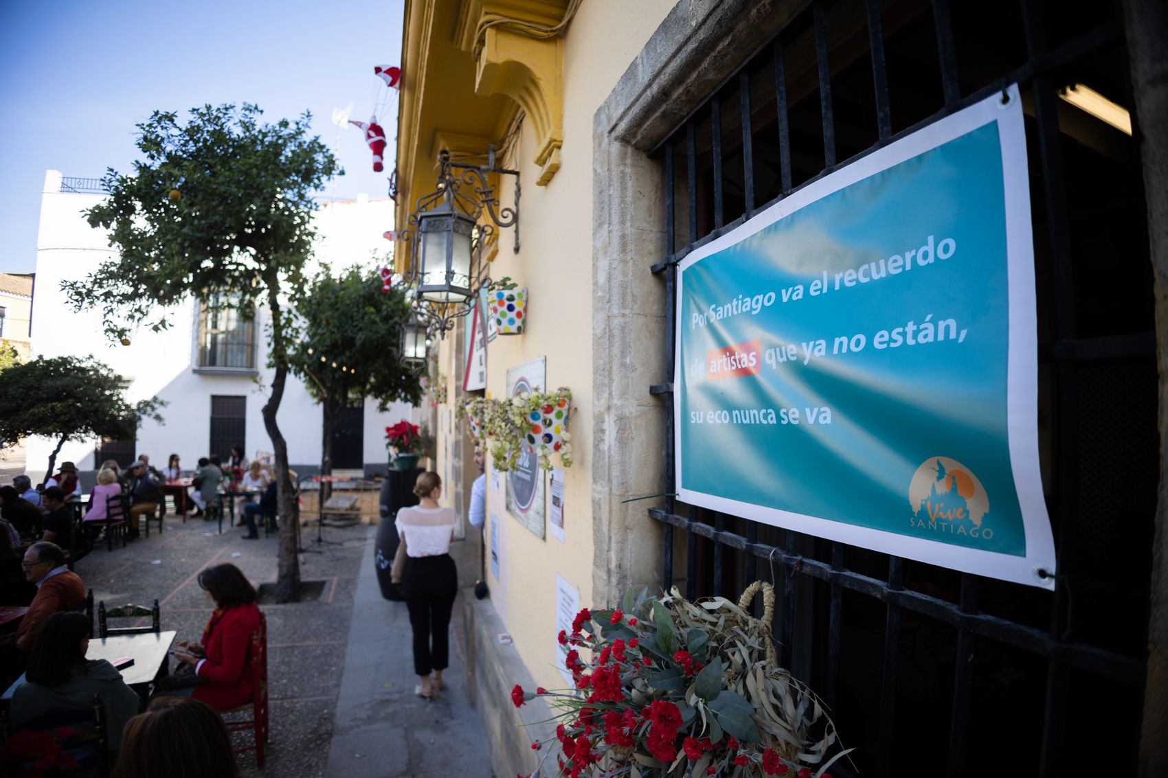 Un cartel en la jornada vecinal celebrada en Santiago.