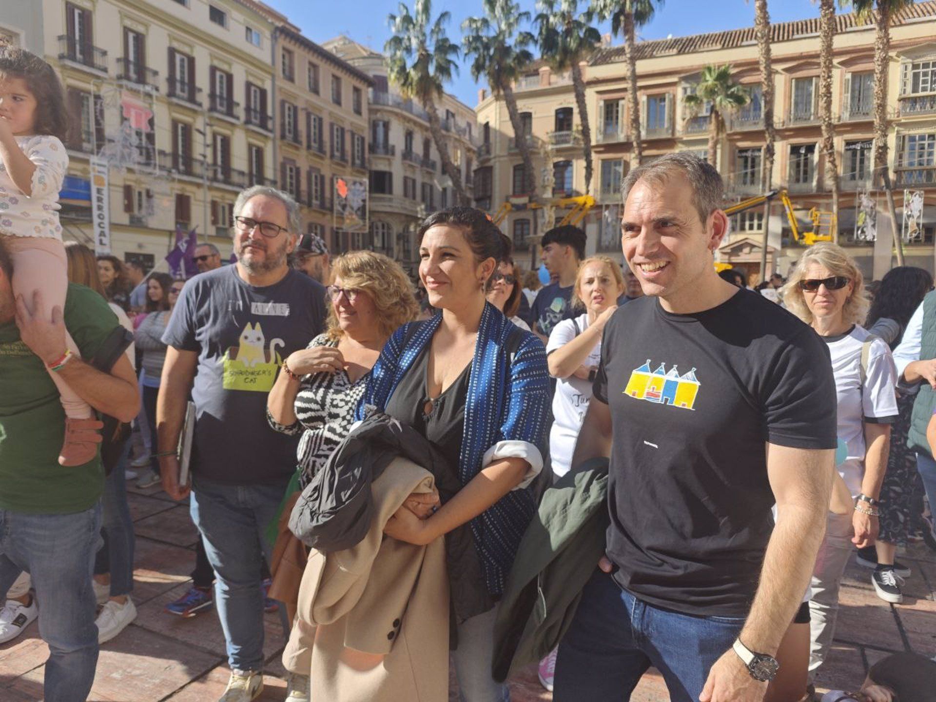 El coordinador de IU Andalucía, en la protesta de este domingo.