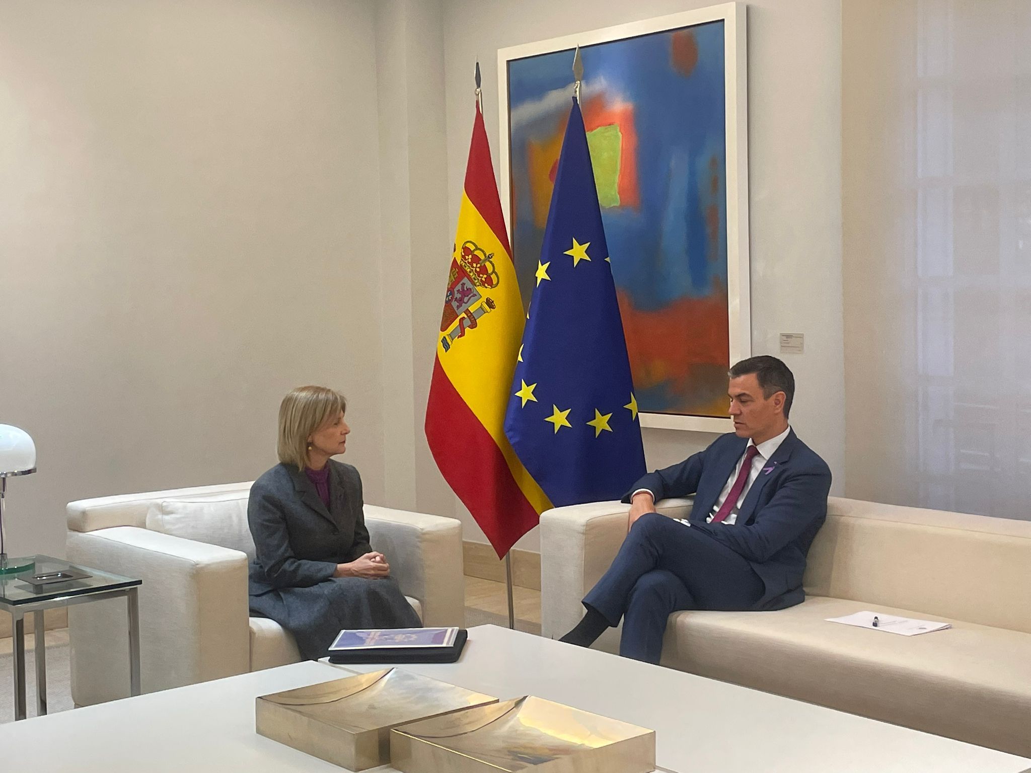 María José García-Pelayo, en su encuentro con Pedro Sánchez.