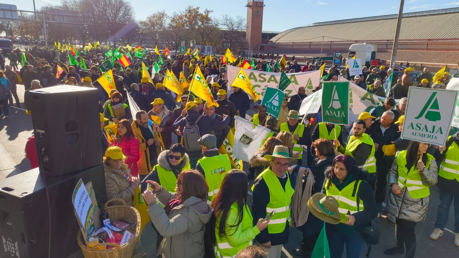 Manifestación de Asaja, donde han ido agricultores andaluces, en Madrid contra Mercosur.