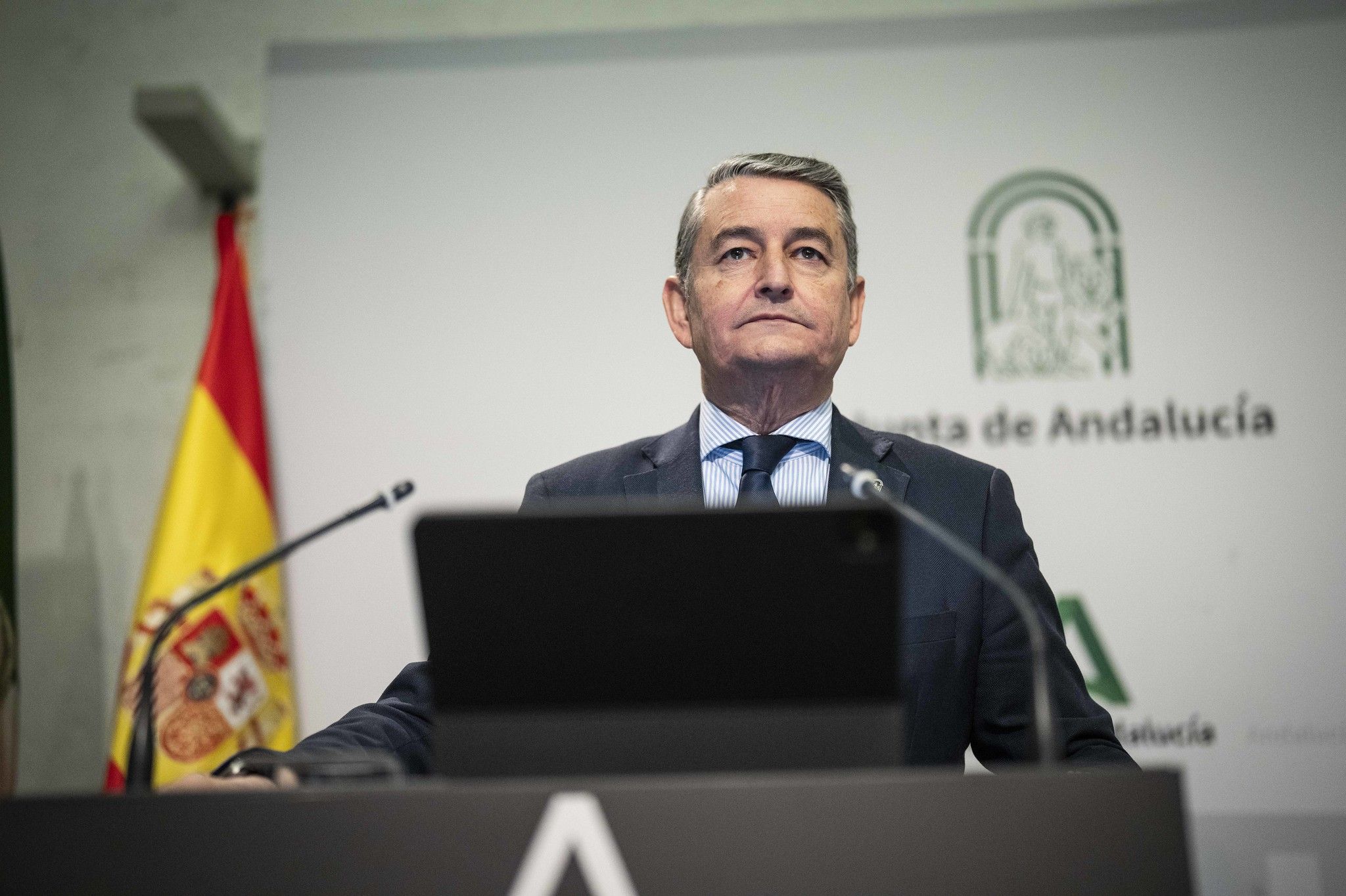 Antonio Sanz, consejero de Presidencia, este lunes tras el Consejo de Gobierno de la Junta.