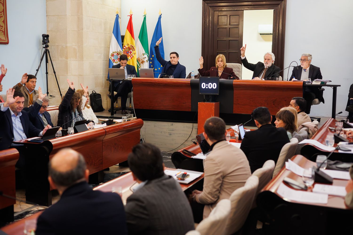 Un momento del pleno de diciembre, celebrado este viernes en el Ayuntamiento de Jerez.