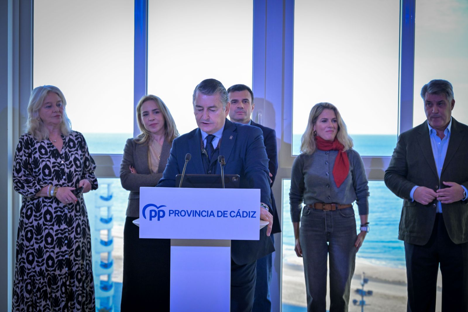 Antonio Sanz, consejero y vicesecretario del PP andaluz, esta mañana, en Cádiz.