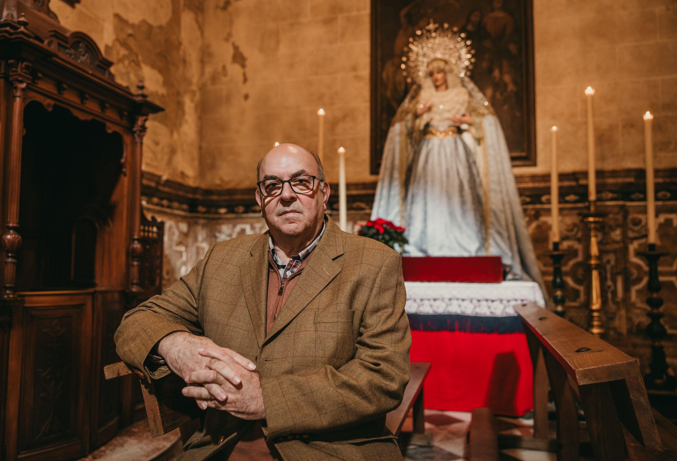 "Cuando termine, terminé". Manuel Muñoz Natera en la capilla donde se venera a la Virgen de la Paz y Concordia.