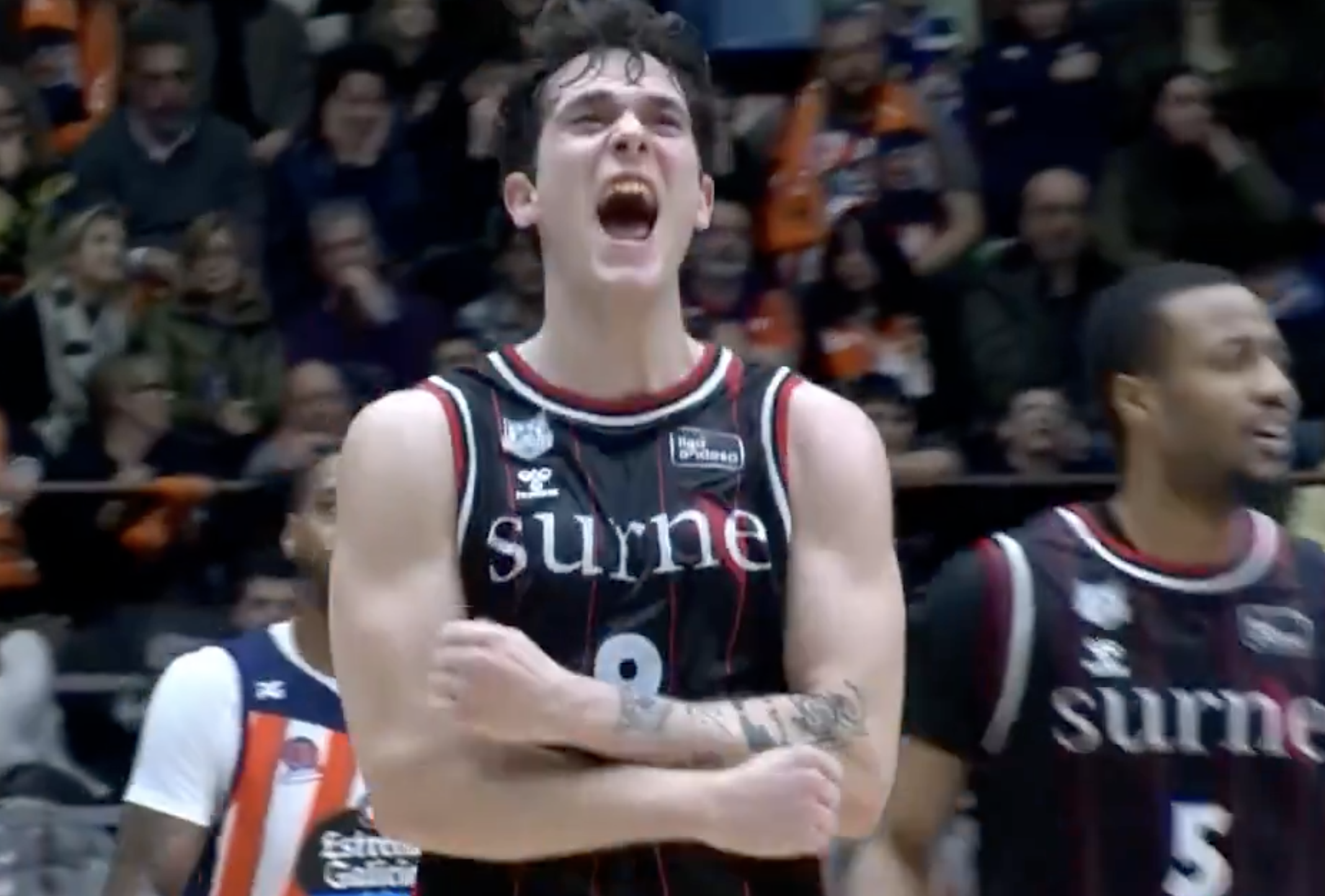 Rubén Domínguez tras anotar 35 puntos con el Surne Bilbao Basket.