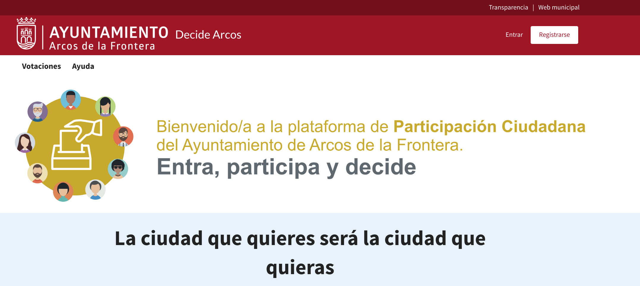 Portada de la plataforma Decide Arcos.